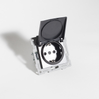 Розетка электрическая 2К+З, с откидной крышкой, 16А, 220-250V (антрацит) 201022 фото