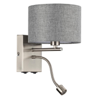 8251/2W MODERNI LN25 000  никель/серый, металл/текстиль бра Е14 40W + LED 3W 4000K 220V NIKKI 8251/2W фото