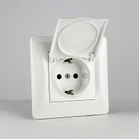 SPL Розетка электрическая 2К+З, с откидной крышкой, 16А, 220-250V (белый) 201002 фото