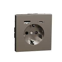 Schneider Electric MERTEN D-Life Нержавеющая Сталь Розетка силовая 16 A с зарядкой USB A+C 3 A MTN2367-6036 фото
