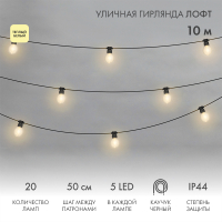 NEON-NIGHT Уличная гирлянда «Лофт», черный каучук, 20 прозрачных ламп х 5 LED, влагостойкая IP44 331-357 фото