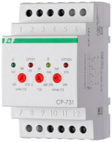 Реле напряжения CP-731 (трехфазный; микропроцессорный; контроль верхнего и нижнего значений напряжения; контроль асимметрии; чередования фаз; монтаж на DIN-рейке 35мм 3х400/230+N 2х8А 1Z 1R IP20) F&F  pe820886 фото