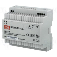 DR-100-24 Преобразователь AC-DC на DIN-рейку  100Вт, выход 24В/5A, рег. вых=±10%Uном, вход176…264V AC, 47…63Гц /254…370В DC, изоляция 3000В AC, в кожухе  100х66х125мм, -10…+50°С Mean Well pe300062 фото