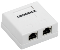 IEK GENERICA Розетка инф. настенная RJ45 кат. 5Е FTP 2 порта CS2-1C5EF-22-G фото