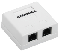 IEK GENERICA Розетка инф. настенная RJ45 кат. 5Е UTP 2 порта CS2-1C5EU-22-G фото