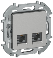 IEK INSPIRIA Алюминий Двойная розетка RJ 45 - категория 5e - UTP. 6738371 фото