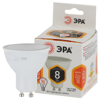 ЭРА Лампа светодиодная STD LED MR16-8W-827-GU10 8Вт софит теплый белый свет GU10 Б0036728 фото