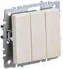 IEK Brite Base бежевый выключатель 3-клавишный 10А BR-V30-0-10-K10 фото