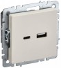 IEK Brite Base бежевый розетка USB A+C 18Вт BR-U22-018-K10 фото