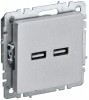 IEK Brite Base алюминий розетка USB A+A 3,1А BR-U21-D31-K47 фото