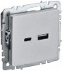 IEK Brite Base алюминий розетка USB A+C 18Вт BR-U22-018-K47 фото