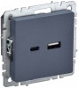 IEK Brite Base маренго розетка USB A+C 18Вт BR-U22-018-K35 фото