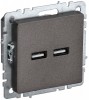 IEK Brite Base тёмная бронза розетка USB A+A 3,1А BR-U21-D31-K45 фото