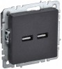 IEK Brite Base чёрный розетка USB A+A 3,1А BR-U21-D31-K02 фото