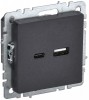 IEK Brite Base чёрный розетка USB A+C 18Вт BR-U22-018-K02 фото