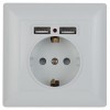Intro 4-410-01 Розетка P+E Schuko со шторками, 16А-250В + 2хUSB, СУ, Solo, белый (10/100/2500) Б0053713 фото