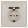 Intro 4-410-02 Розетка P+E Schuko со шторками, 16А-250В + 2хUSB, СУ, Solo, слоновая кость (10/100/20 Б0053714 фото
