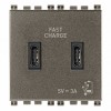 Vimar Зарядное устройство с разъемом USB C+C 5V 3A, 2мод., Metal 19295.CC.M фото