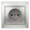 Intro Розетка Plano 1-201-03 без заземления 2P, 16А-250В, IP20, СУ, алюминий Б0053863 фото