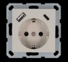 Jasmart Розетка SHUKO© с USB A+C с защитными шторками 16A 250V~ 2P+T USB 25W, цвет Тауп G5501USB-25T фото