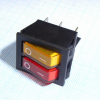IRS-2101-1A3-Y+R/B Переключатель 2х-клавишный с подсветкой 15A 250VAC плоская кнопка желтая + красная Jietong pe154136 фото