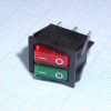 IRS-2101-1A3-G+R/B Переключатель 2х-клавишный с подсветкой 15A 250VAC плоская кнопка зелёная + красная Jietong pe154137 фото