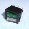 IRS-2101-1A3-G+W/B Переключатель 2х-клавишный с подсветкой 15A 250VAC плоская кнопка зелёная + белая Jietong pe154142 фото