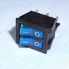 IRS-2101-1B3-BL+BL/B Переключатель 2х-клавишный с подсветкой 15A 250VAC прямоугольная кнопка синяя + синяя Jietong pe154147 фото