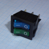 IRS-2101-1B3-G+BL/B Переключатель 2х-клавишный с подсветкой 15A 250VAC прямоугольная кнопка зелёная + синяя Jietong pe154150 фото