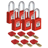 gws150270 Замки SafeKey нейлоновые со стальной дужкой, высота дужки – 38 мм, диаметр дужки – 6.4 мм, нейлоновый корпус, размеры корпуса – 46х38х19 мм, цвет – красный, 6 шт/упак BRADY pe967988 фото