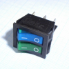 IRS-2101-1C3-G+BL/B Переключатель 2х-клавишный с подсветкой 15A 250VAC вогнутая кнопка зелёная + синяя Jietong pe154165 фото