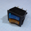 IRS-2101-1C3-Y+BL/B Переключатель 2х-клавишный с подсветкой 15A 250VAC вогнутая кнопка желтая + синая Jietong pe154173 фото