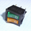 IRS-2101-1C3-Y+G/B Переключатель 2х-клавишный с подсветкой 15A 250VAC вогнутая кнопка желтая + зелёная Jietong pe154174 фото