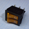 IRS-2101-1C3-Y+Y/B Переключатель 2х-клавишный с подсветкой 15A 250VAC вогнутая кнопка желтая + желтая Jietong pe154176 фото