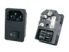 L-KLS1-AS-303-4-4GS-A Разъем 220В вилка на блок, 3 контакта, с выключателем и держателем для предохранителя 5х20мм, крепление защёлка,10A в сборе KLS pe854347 фото