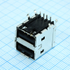672983091 Разъем USB тип A, USB 3.1, розетка, 8 вывод(-ов), 8 контактов 2 порта Монтаж в Сквозное Отверстие, Прямой Угол Molex pe461184 фото