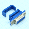 DS1036-15FPU2PX-YT Разъем D-Sub IDC, розетка 15 контактов на плоский кабель с защелкой, синий изолятор CONNFLY pe322720 фото