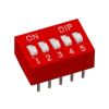 L-KLS7-DST-05-R-00 DIP-переключатель 5 групп красный монтаж в отверстие шаг 2.54мм 0.025A 24В с выступающим движком KLS pe408506 фото