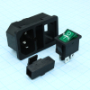 L-KLS1-AS-303-4-4GS Разъем 220В вилка на блок, 3 контакта, с выключателем и держателем для предохранителя 5х20мм, крепление защёлка,10A KLS pe387781 фото