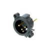 NC3MAAH Разъем XLR, панельный, штекер, 3 контакта, A-посадка, на горизонтальную плату, отдельный контакт заземления на экран и переднюю панель, контакты- латунь /покрытие золото, цвет корпуса- черный  pe943835 фото
