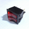IRS-2101-1B3-R+R/B Переключатель 2х-клавишный с подсветкой 15A 250VAC прямоугольная кнопка красная + красная Jietong pe154154 фото